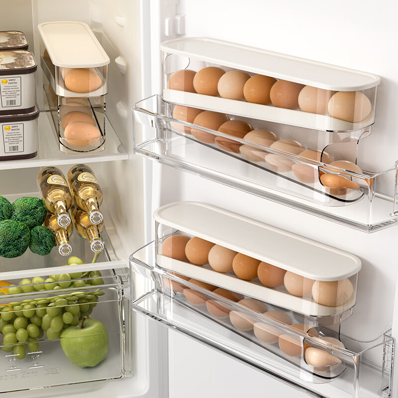 Ye Yu household egg storage box refrigerator side door special slide rack holder extra thick PET material egg box 1 pack (12-14 pieces