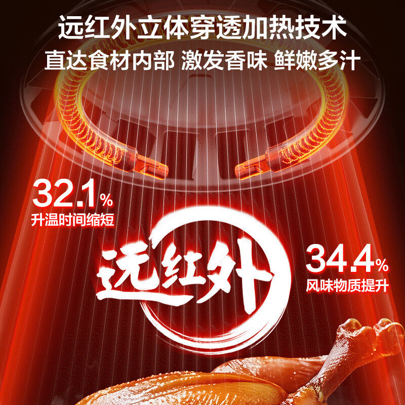 SUPOR air fryer, flip-free household fully automatic tornado, large air volume, far infrared visible 6.3L large capacity, frying and grilling all-in-one air fryer KD63Y896