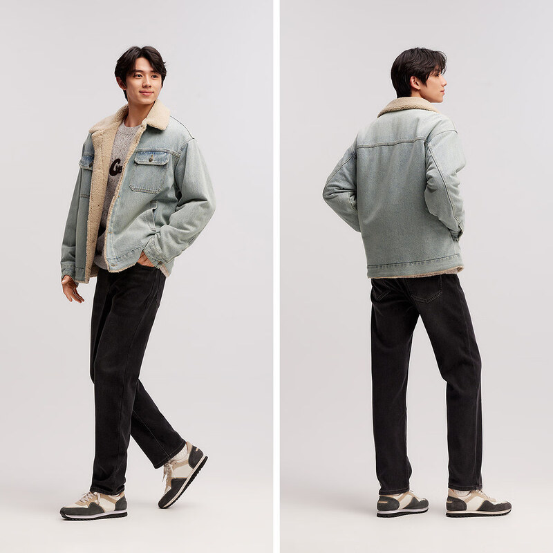 Semir denim jacket men's winter multi-pocket retro work jacket trendy lapel top small loose 103724108102