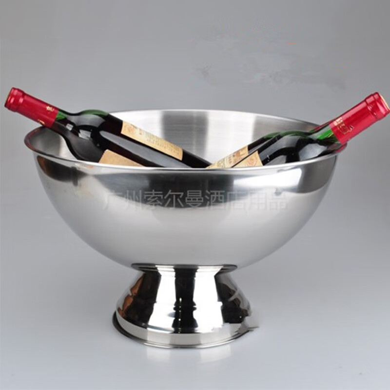 European stainless steel extra large ice bucket practical ice wine bucket bar red wine ice bucket ice grain bucket champagne bucket salad basin small diameter 35cm