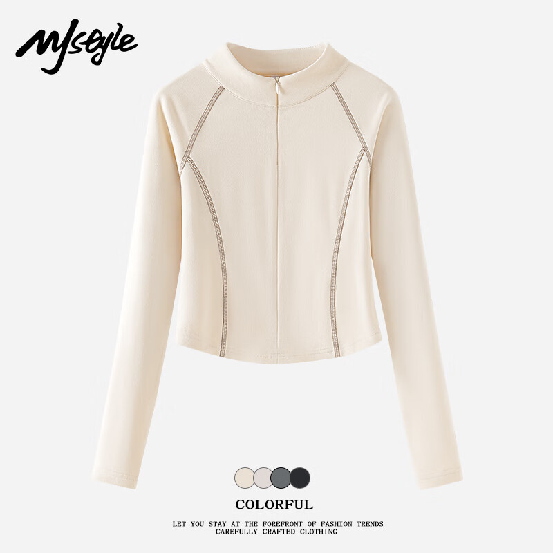 MJ STYLE thin velvet half turtleneck long-sleeved bottoming shirt for women 2026 winter new 7A antibacterial slim slim comfortable warm top