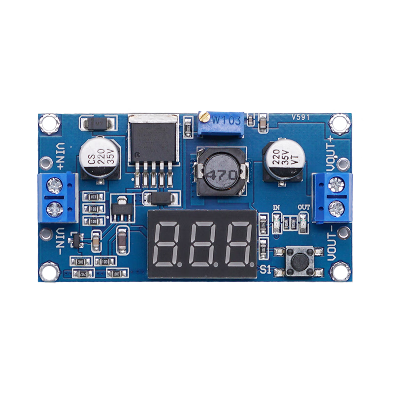 Throwing stones DC-DC step-down regulated power supply module LM2596 with voltmeter can be calibrated input 4-40V to 1.25-37V LM2596 power module 1 box