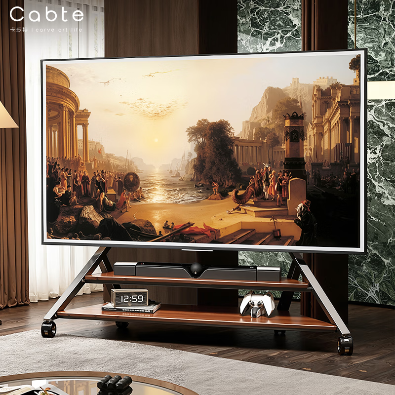 CABTE movable TV stand floor-standing wheeled cart conference all-in-one stand 75/85/90/100/120 inches Tower Yaoye Black Second Generation Mobile - Suitable for 75-120 inches