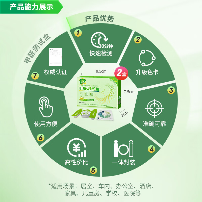 Greenchi formaldehyde test box home new home car air quality instrument methanol self-test paper professional formaldehyde test box