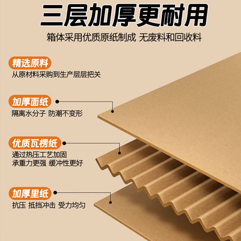 Mingya large 5-pack thickened cardboard box with lid 46*34*36cm packing and moving gift box kraft paper storage box carton packing box file box voucher storage box 5373