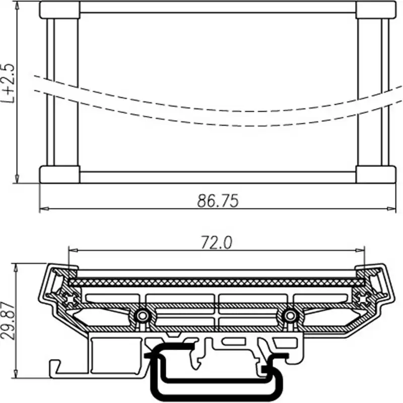 PCB module frame length 245mm-265mm 72mm width/relay module frame/DIN35/module box PCB length 264mm 50mm optional color green or black