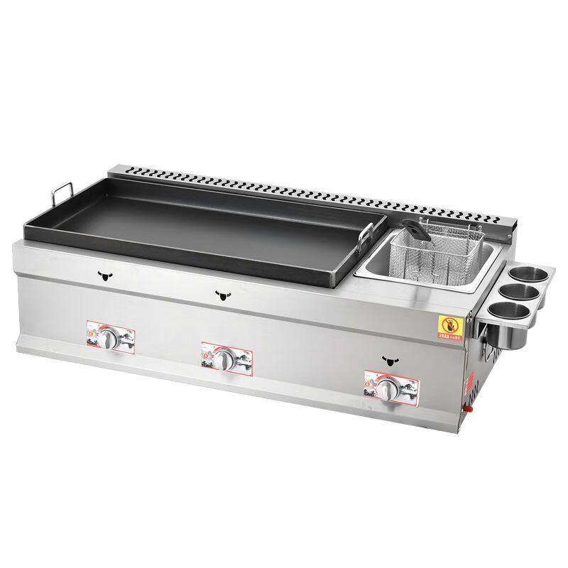 Dekebang's new fried dumpling pot sticker machine, fried bun stove, commercial gas stall potato cake special pot, egg filling cake pot, gas Teppanyaki, gas model 55 type pot sticker machine