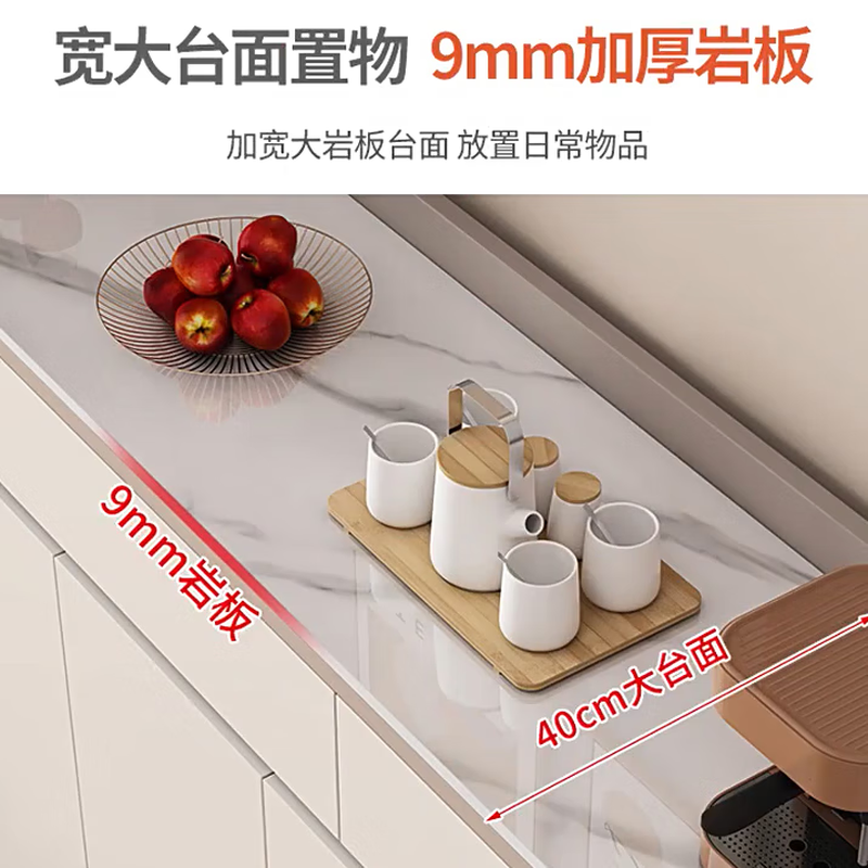 Xuanxin sideboard cupboard living room wall storage cabinet multi-functional storage cabinet tea cabinet wine cabinet khaki + white three doors two drawers 120cm