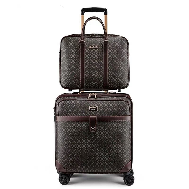HANKE genuine leather trolley case, universal wheel suitcase, 16-inch business boarding suitcase, 20-inch men's and women's suitcase, 22-inch leather suitcase, 18 pattern color sub-master box, 22-inch vertical rectangular shape (required to be checked)