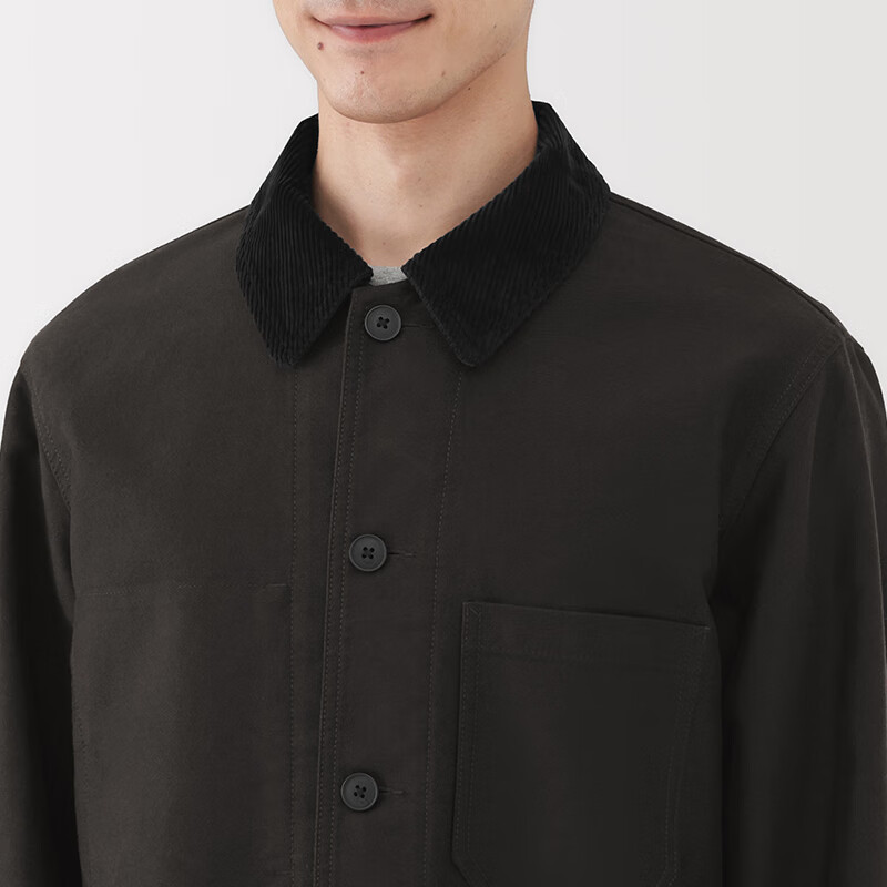 MUJI Men's Kapok Blend Corduroy Collar Jacket Men's Jacket 25 Years Winter Outerwear Men's Men's Dark Gray L (175/100A)