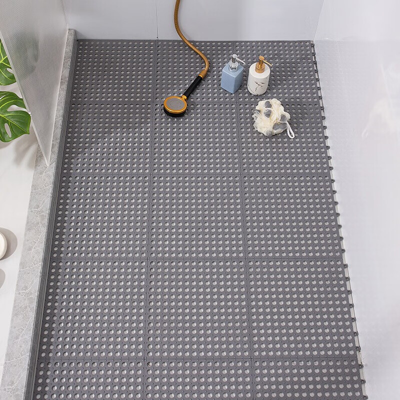 Bingyu BYyc-223 Bathroom non-slip mat with foot mat, shower room and bathroom waterproof mat, gray 10 pieces