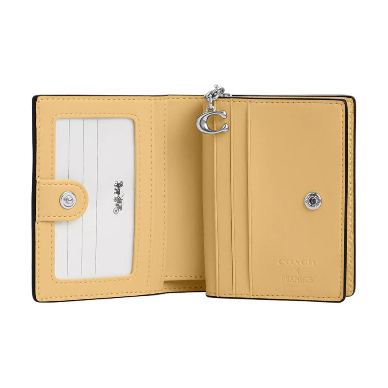 COACH x PEANUTS joint model Charlie 10 Brown brand logo pebbled leather wallet yellow