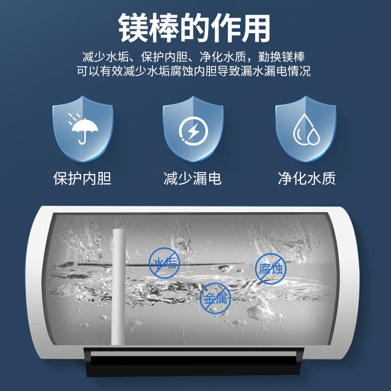 Kerui'er electric water heater magnesium rod, universal Vanhe/Macro/Chigo 40/50/60 liter household water heater magnesium rod for draining and descaling, including nut