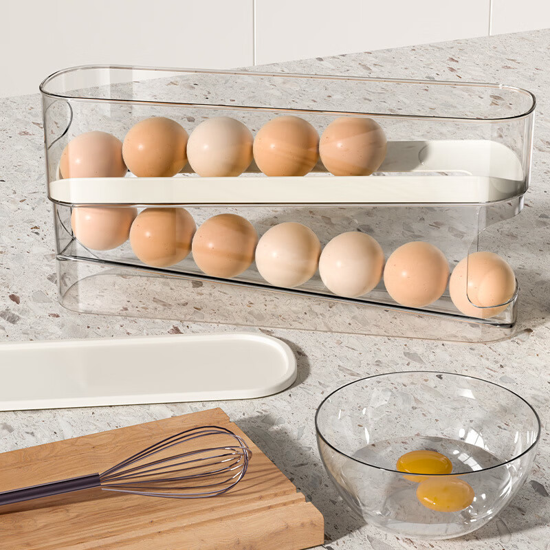 Ye Yu household egg storage box refrigerator side door special slide rack holder extra thick PET material egg box 1 pack (12-14 pieces