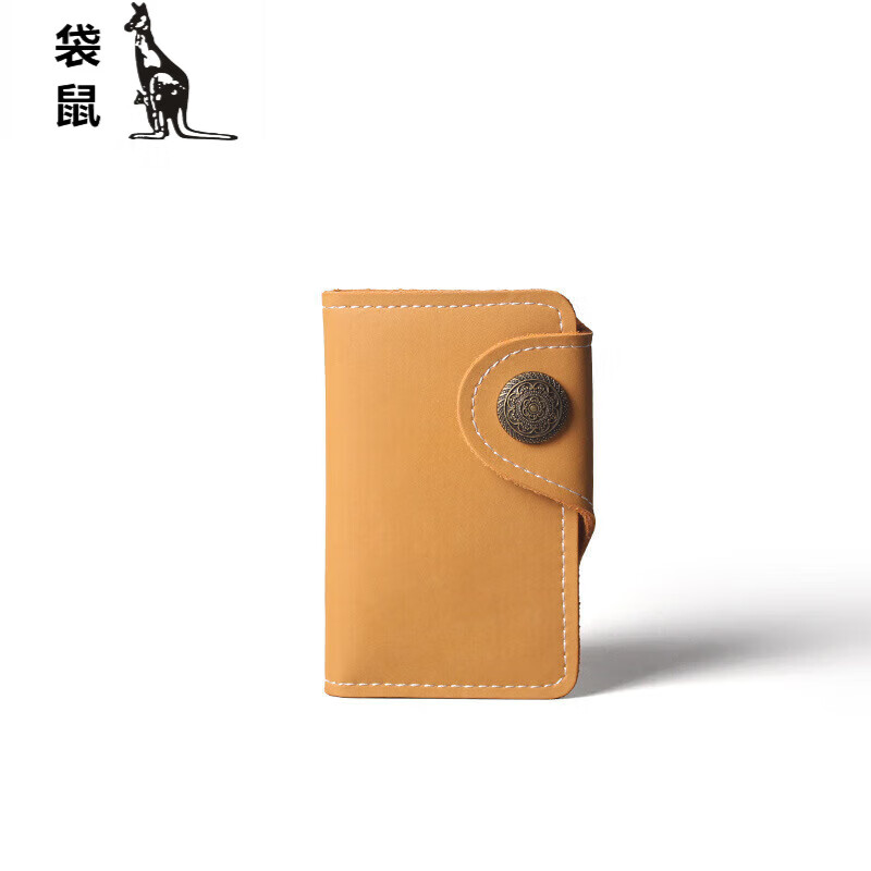 Kangaroo (KANGAROO) men's and women's genuine leather multifunctional keychain with large capacity, casual and lightweight cowhide waist hanging car key bag, crocodile pattern first layer cowhide texture with hanging buckle bull buckle