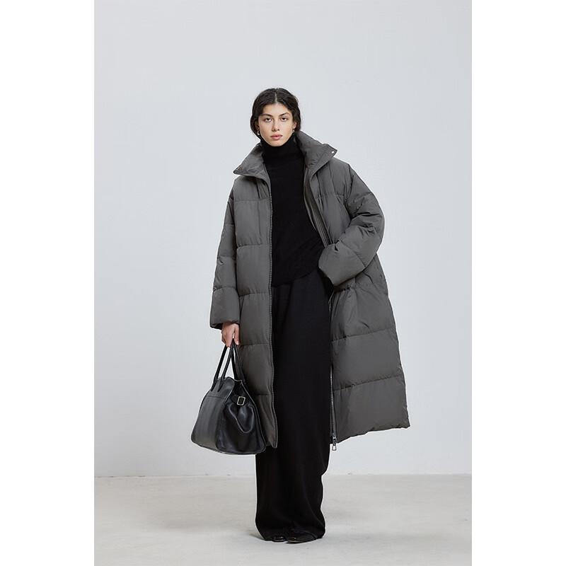 THORNSAURA Thorn Light THORNSAURA 2025 Winter New 90 White Duck Down Long Stand Collar Warm Down Jacket Women Space Gray M