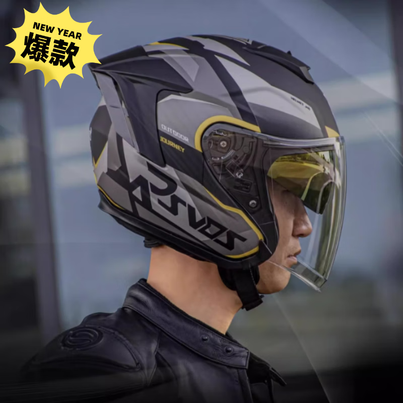RSV motorcycle helmet 3c certified four-season universal motorcycle half helmet winter double mirror windshield electric vehicle Bluetooth headset