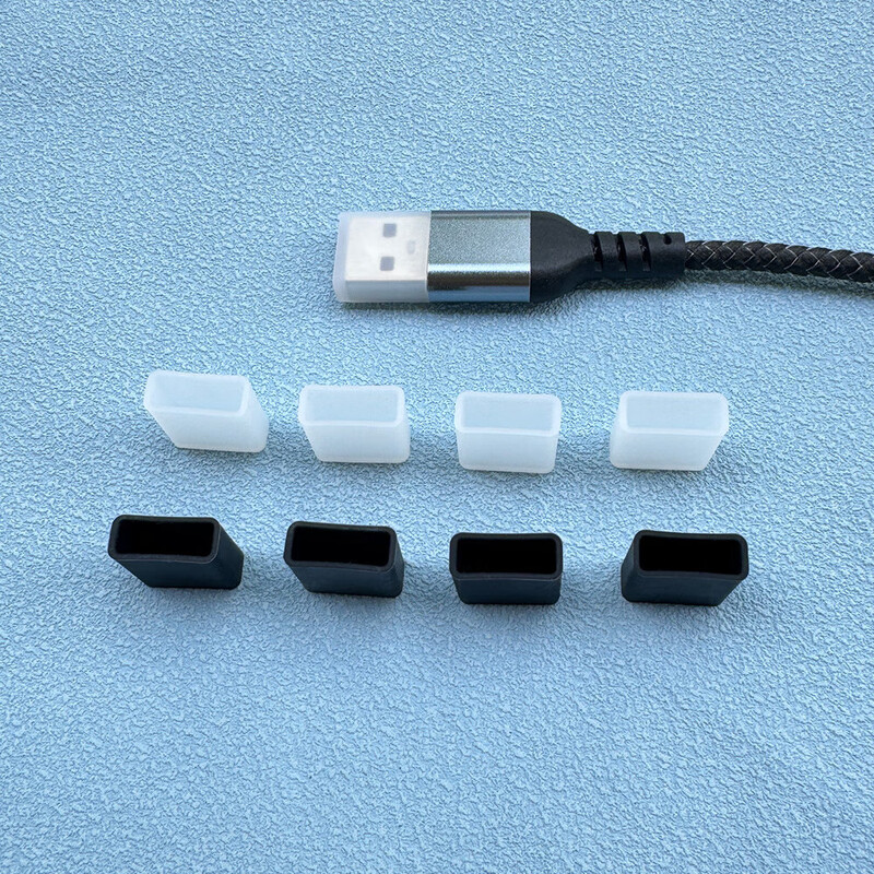 Mobile phone data cable USB male cover USB flash drive protective cover USB flash drive dust cap silicone material waterproof, dustproof, moisture-proof and leak-proof black 5 pieces