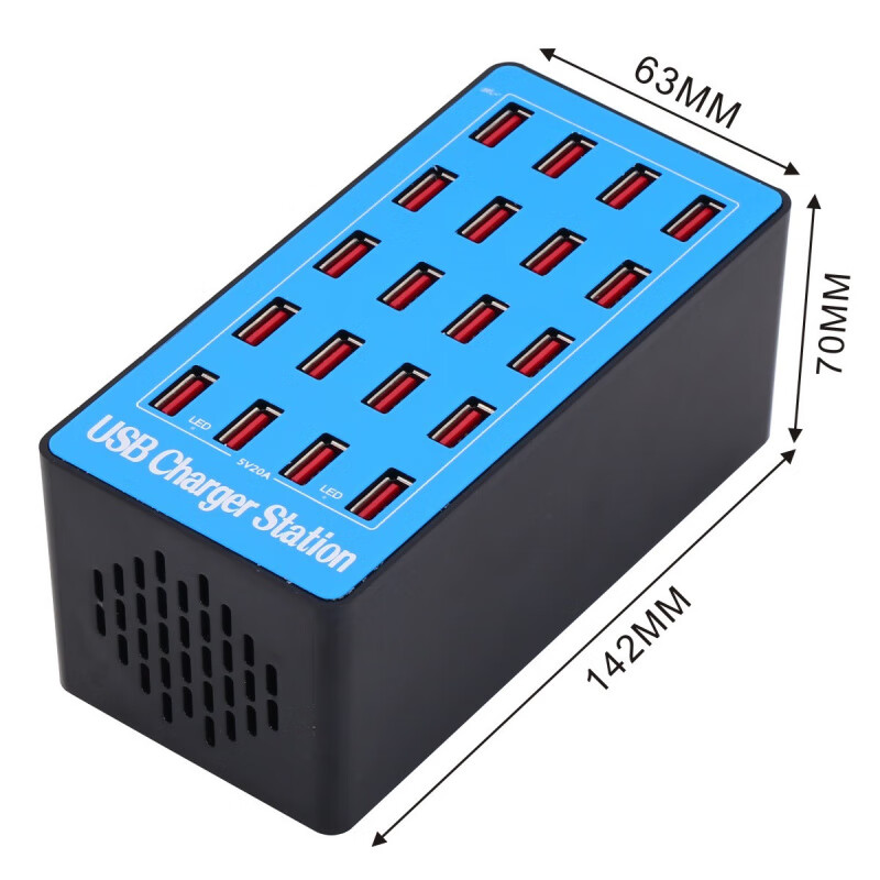 Porous Charger 100w Fast Charging Mobile Phone 0 Port USB Charger Studio Tablet Headphone Charging Station A5+ A5+ Blue US Standard