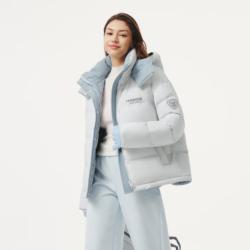Tambor Down Jacket Women's Short Removable Hat Fashion Casual Winter Warm Jacket 5530388D Morning Mist Blue 165