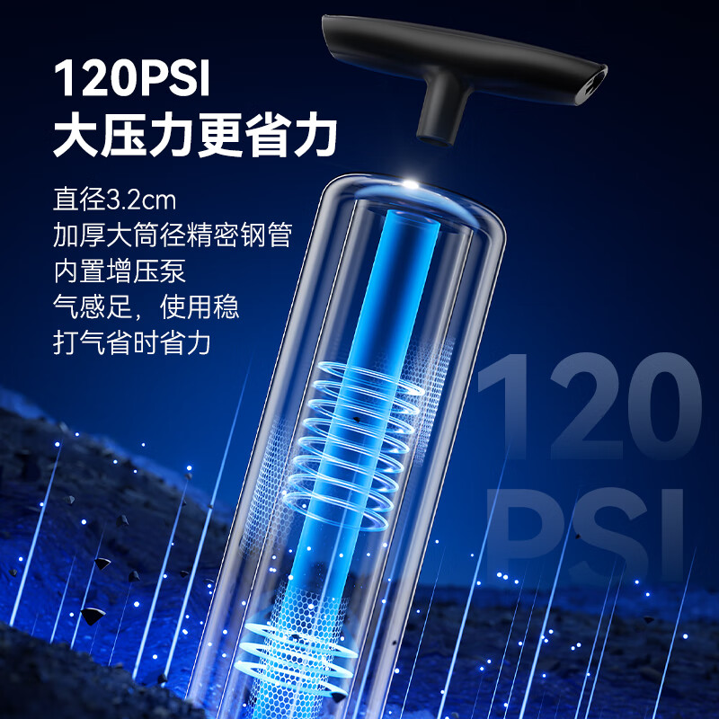 Made in Tokyo, 120PSI high-pressure pump with air pressure gauge, bicycle, motorcycle, electric bicycle, foot and basketball air pump