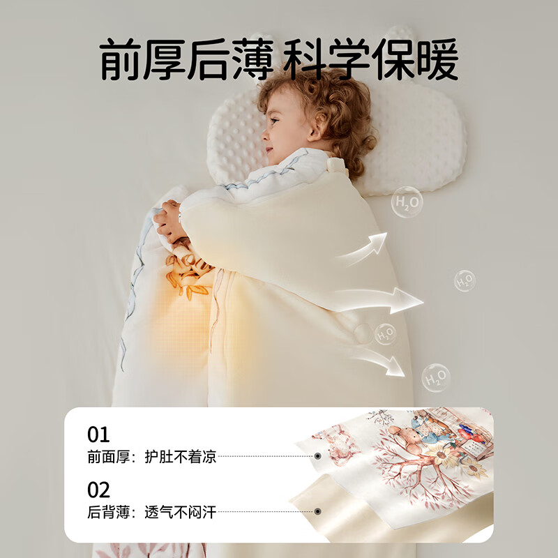 OUYUN baby sleeping bag autumn and winter 1-3 years old children's silk-filled constant temperature anti-kicking baby envelope sleeping bag