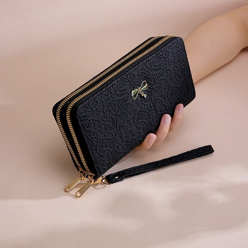 Kangaroo wallet women's long 2025 new large capacity fashionable high-end wallet bag rectangular leather clip clutch bag for women kelp green