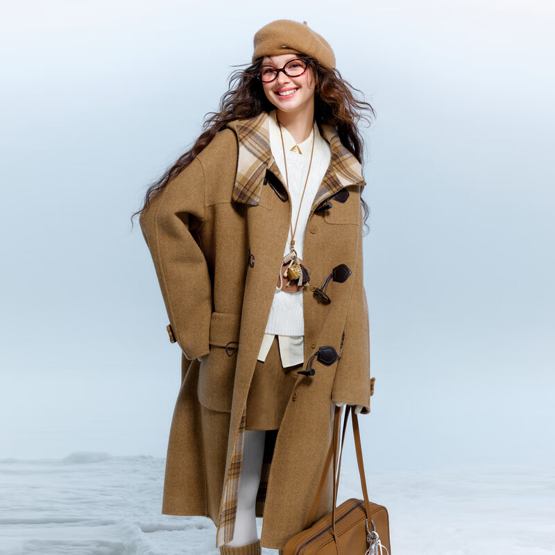Sancai 2025 new winter style plaid double-sided woolen coat reversible woolen coat F