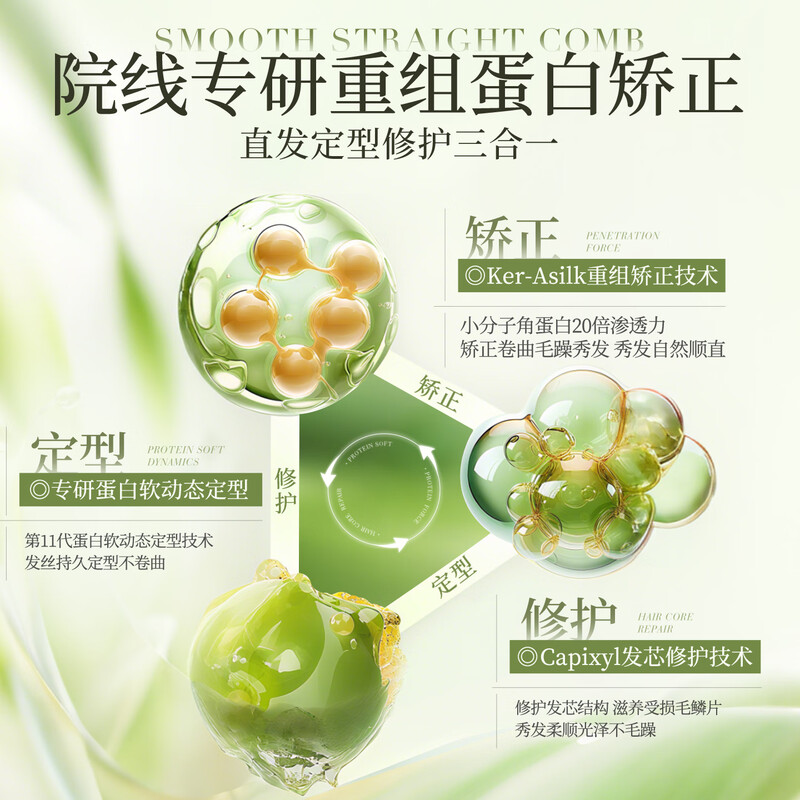 PUNOMO New Zealand imported protein corrective hair straightening cream smoothes soft hair, straightens without pulling, permanently repairs frizzy household hair straightening cream 260ml*1