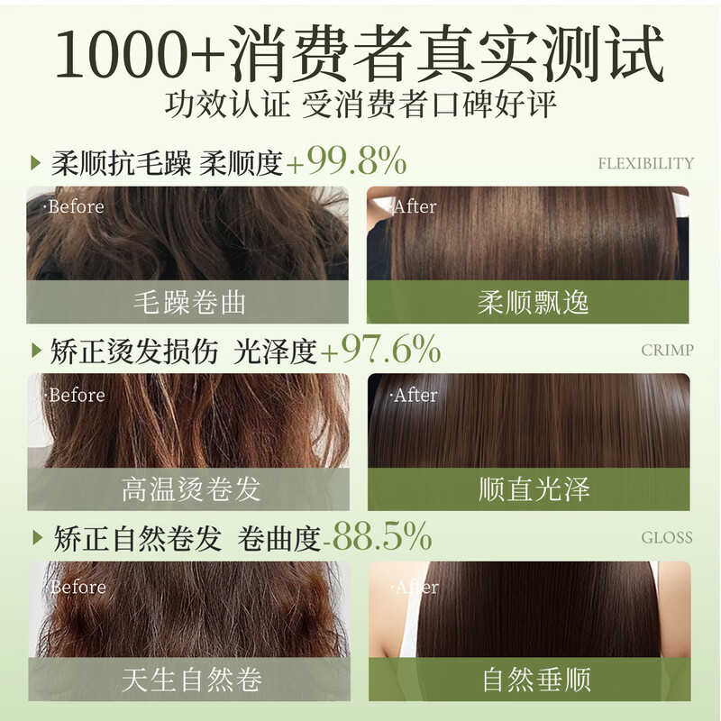 PUNOMO New Zealand imported protein corrective hair straightening cream smoothes soft hair, straightens without pulling, permanently repairs frizzy household hair straightening cream 260ml*1