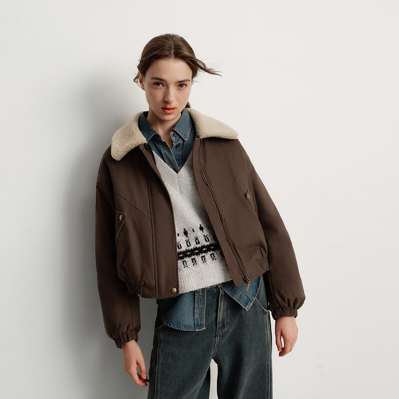 Semir coat women's winter quilted imitation lambswool lapel oversize brushed 2025 Barn style 109725108014