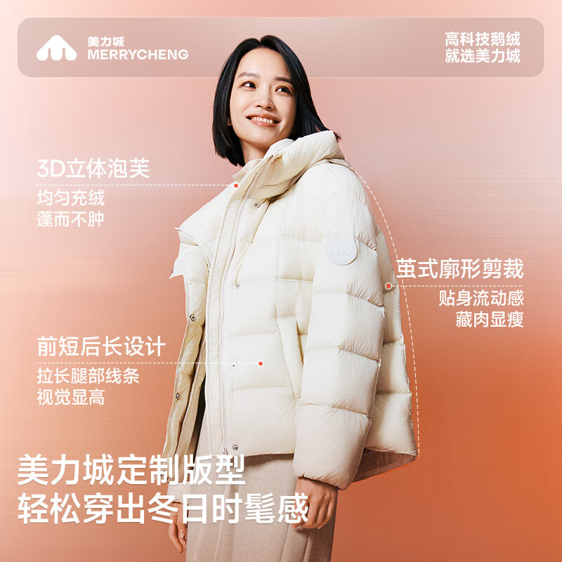 Meili City Down Jacket Women's Winter Fashion Lightweight Warm Short Puff Goose Down Jacket Women 108