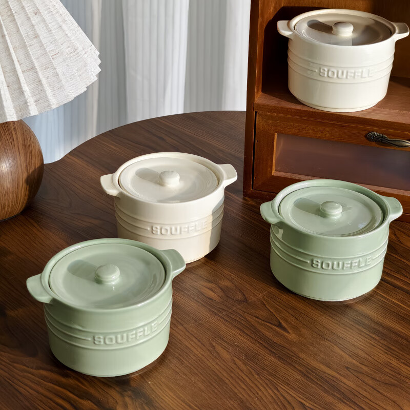 Waterproof stew pot for household ceramics with lid, stewed bird's nest and steamed eggs for one person, special earthenware pot for simmering soup, small milky white earthenware pot - 350ml
