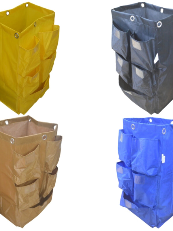 Hotel linen cart bag room work cart classification bag cleaning garage door car bag storage canvas rag bag single hook with stick horizontal 6 room cleaning classification bag