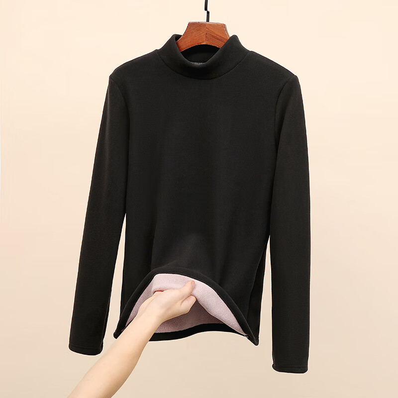 Langsha velvet thickened bottoming shirt for women winter 2025 new style German velvet half turtleneck with high-end thermal top