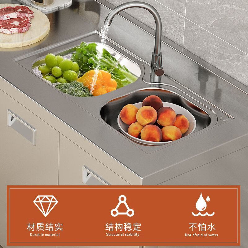 FANCYCHIC304 stainless steel kitchen cabinets, home cupboards, rural customized storage, thickened stove integrated sideboards, main picture 304 stainless steel--newly upgraded and thickened--
