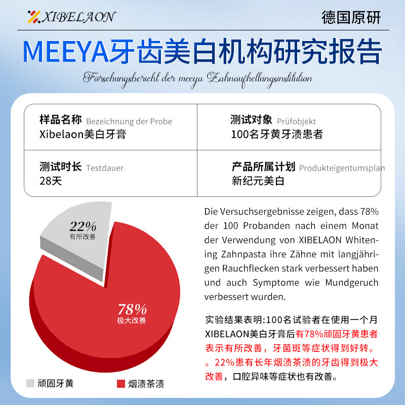 XIBELAON German brand whitening toothpaste removes yellowing, stains, inhibits bacteria, removes bad breath and stones, top ten well-known brands, contains fluoride and protects gums