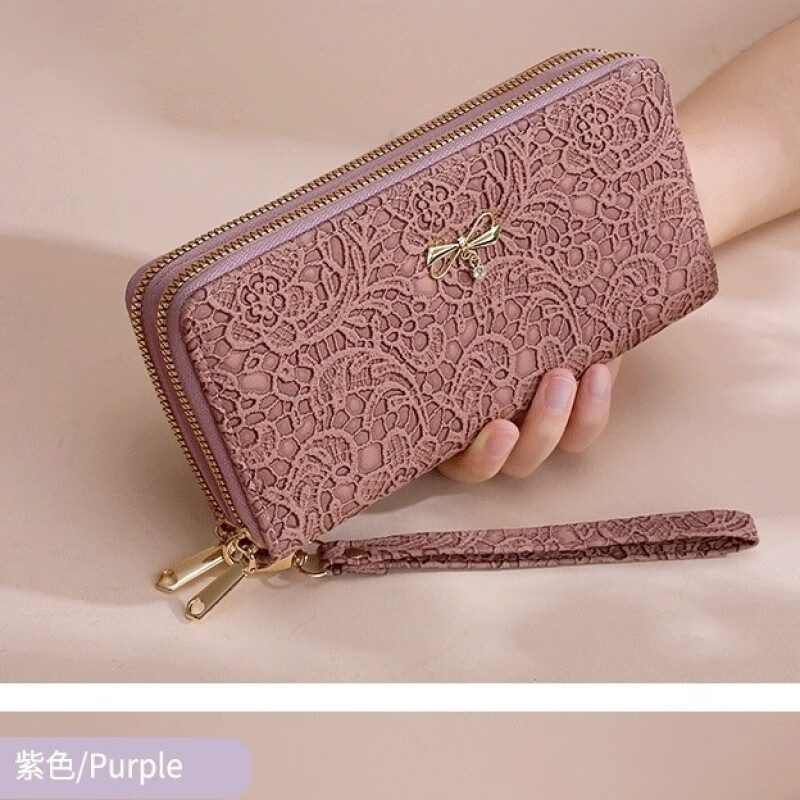 Kangaroo wallet women's long 2025 new large capacity fashionable high-end wallet bag rectangular leather clip clutch bag for women kelp green