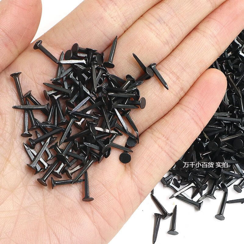 Vinoa black nail shoe nail repair board small nail round head leather nail autumn leather mini iron nail carpentry nail repair shoe small nail length about 1cm 1 pack about 100 pieces