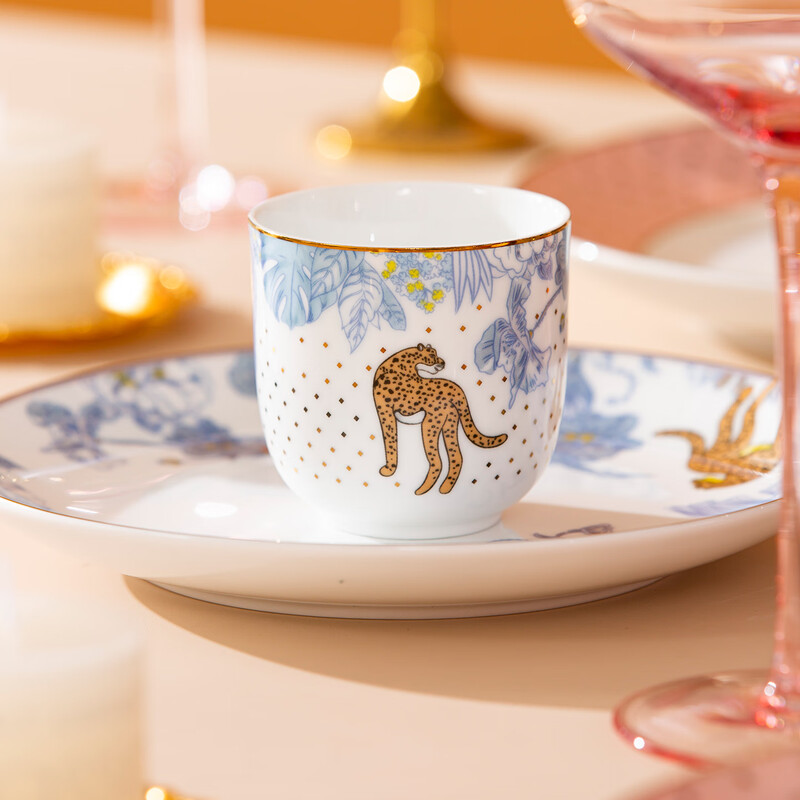 Tao Xichuan CERAMIC ART AVENUE Jingdezhen Ceramic Dinner Bowls and Tableware Sets for Home Glazed Chinese Couple Food Combo Souvenirs Pink Jungle-8 Inch Shallow Plate*1