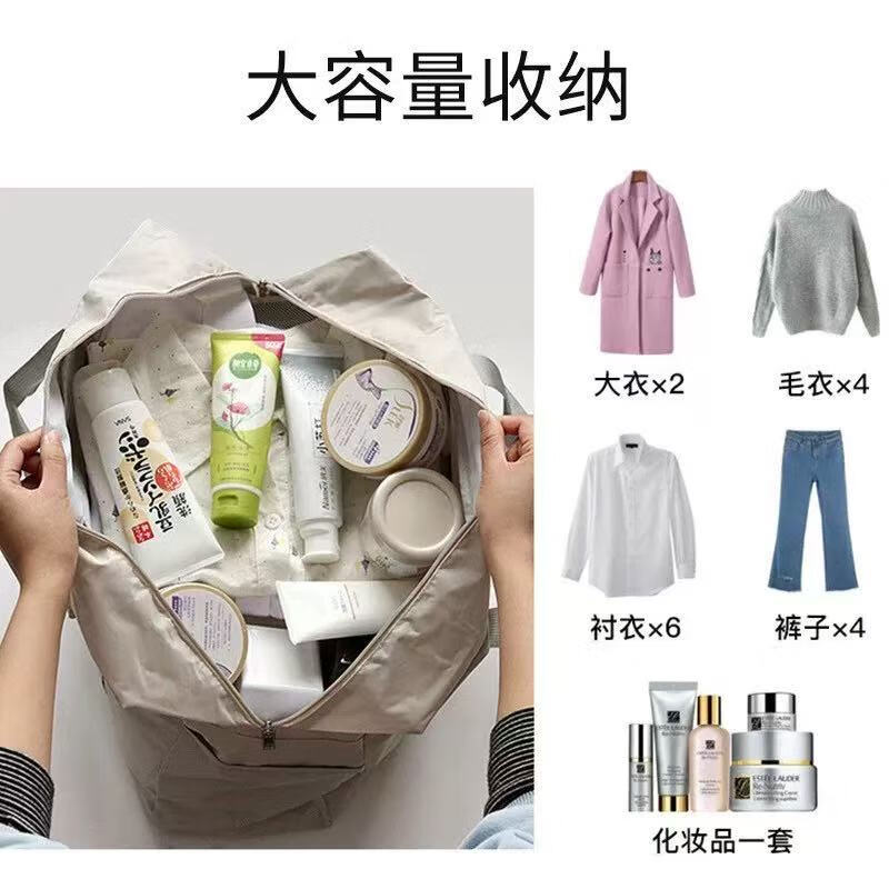 Bauing travel bag large-capacity storage bag can be put into trolley suitcases, portable handbag for men and women who are expecting babies on business trips, blue, double-layer thickened, strong and durable