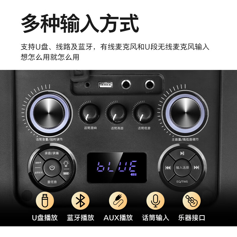 Philips (PHILIPS) 10-inch square dance audio outdoor stage high-power mobile portable trolley speaker wireless Bluetooth high-volume karaoke amplification with dual microphone SD617T