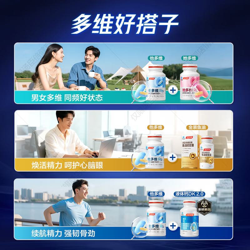 Tomson Bygenta multi-dimensional double-layer tablets for men multi-vitamin B complex vitamin D3 calcium zinc selenium nicotinamide 180 tablets