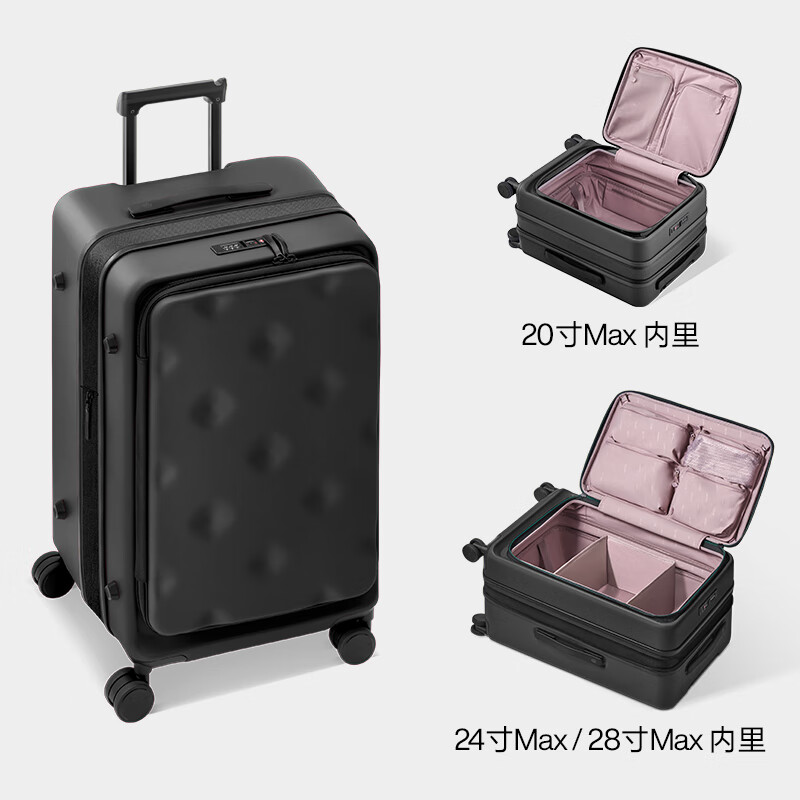 Bremen brand new third generation large capacity suitcase front trolley case password suitcase dopamine women's boarding suitcase black third generation upgraded and better equipped 24 inches Max thickened and expanded three generations studying in other places