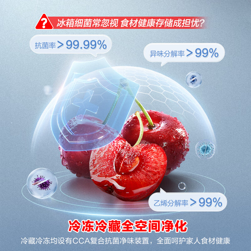 Rongsheng small square cake 410L cross door refrigerator glass ultra-thin zero-embedded small apartment first-level energy efficiency air-cooled frost-free dual frequency BCD-410E30CZGAD national subsidy