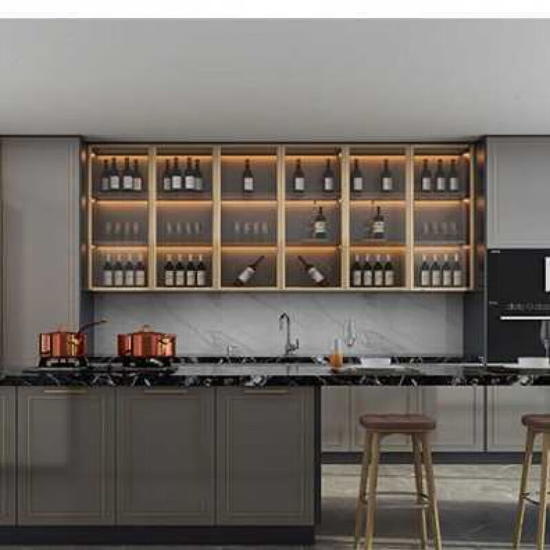 OTHER/Other new new stainless steel integrated cabinets custom-made modern simple small apartment 304 stainless steel cabinets old kitchen renovation chocolate color 1 meter