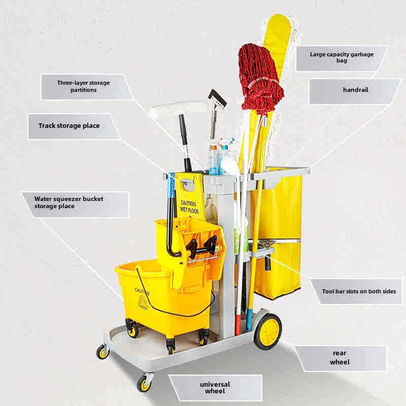 Baiyun cleaning truck cleaning truck multi-functional trolley hotel room service work linen cart tool cart KC-10A extra thick with armrests blue without cover