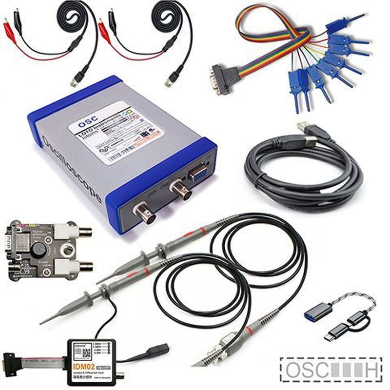 OSC482 computer oscilloscope + mobile phone + signal source + logic analysis + isolation + current + spectrum Android usb OSC482HK (482H + EMC)