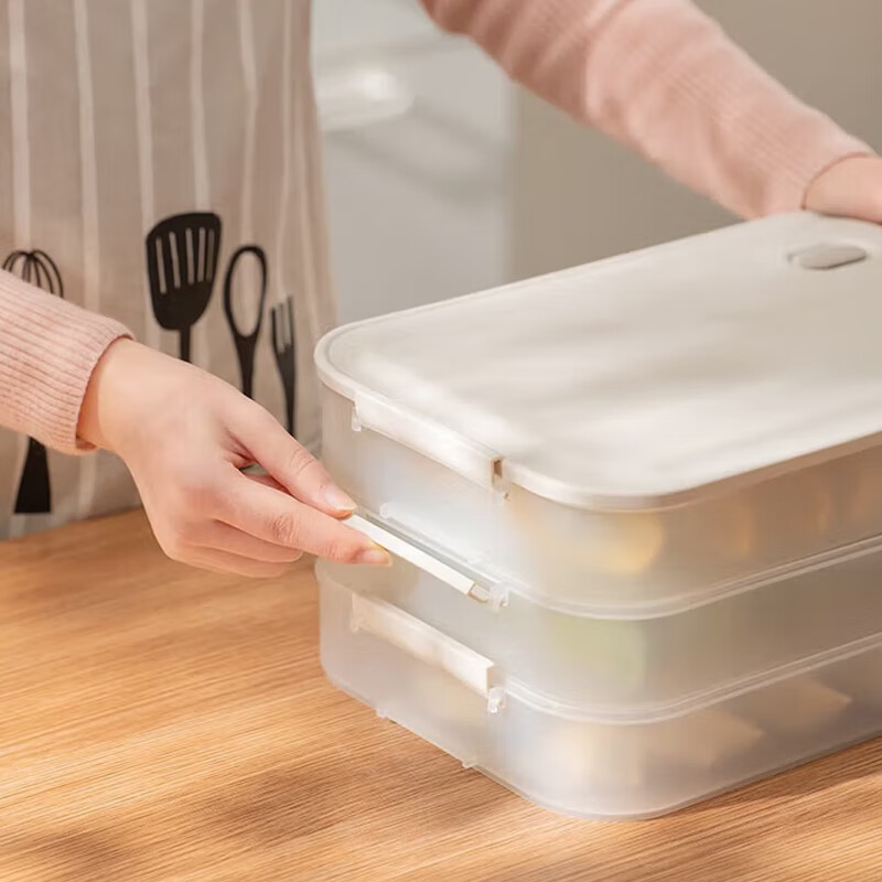 Supor dumpling box multi-layer buckle food storage box deepened large-capacity wonton box household refrigerator storage box without lid dumpling box single piece 1 layer