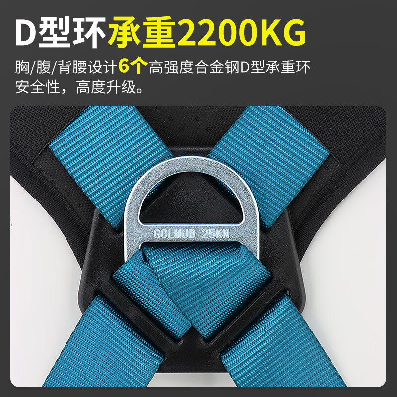 Gorm five-point full-body safety belt, national standard high-altitude work, construction site electrician anti-fall safety rope set GD5355 fall style - double hook buffer bag 1.8 meters